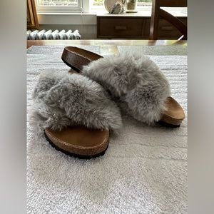 Urban Outfitters Faux Fur Criss Cross Sandal